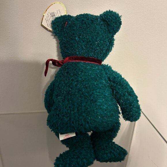 TY BEANIE BABY Green Holiday Teddy With Tags Retired 2001 Plush 8.5" - Picture 6 of 8